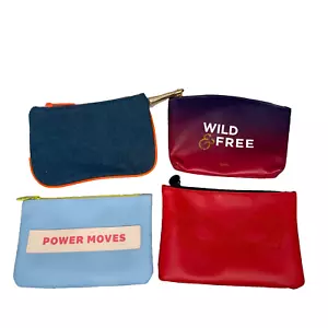 Juego de 4 bolsas de maquillaje de mezclilla Ipsy Wild and Free, Power Moves, máscara roja - Usadas en excelente estado - Imagen 1 de 17