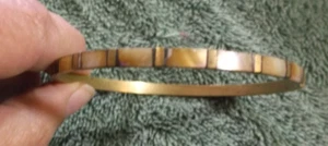 Vintage Brass Tone & MOP Bangle Bracelet - Picture 1 of 2