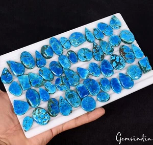 980 Ct/50Pcs Natural USA Blue Spiderweb Turquoise Mix Cut Loose Gems For Jewelry - Bild 1 von 6