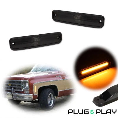 2Pcs Smoked Amber LED Side Marker Lights For 73-80 GMC Jimmy, Pickup & Suburban - Image 1 of 4