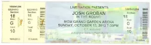 2013 Josh Groban Full Concert Ticket Stub Las Vegas NV - Picture 1 of 1