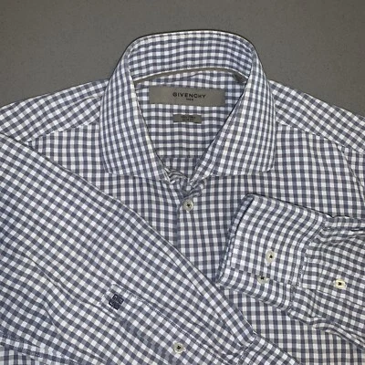 Рубашка мужская Givenchy Monsieur S черная серая клетчатая с длинным рукавом на пуговицах - Изображение 1 из 4