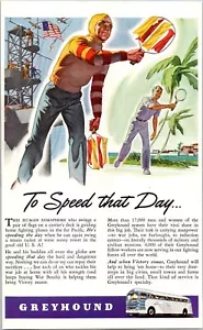 PRINT AD 1944 Greyhound Bus Line WWII Human Semaphore Guiding Planes 6x9 - Picture 1 of 3