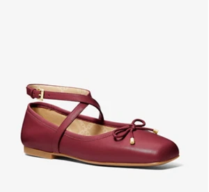 Michael kors Ballet Flat Collette Donna Pelle Rosso Profondo Punta Quadrata - Foto 1 di 3