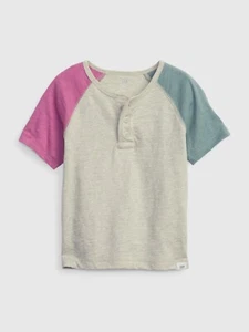 NEW GAP Toddler Boys Gray Heather Color-Blocked Henley T-Shirt Size 4T - Picture 1 of 1