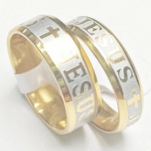 Wholesale 36 pcs 6mm 8mm Mixed colors inner arc Cross JESUS Stainless steel ring - Picture 1 of 6