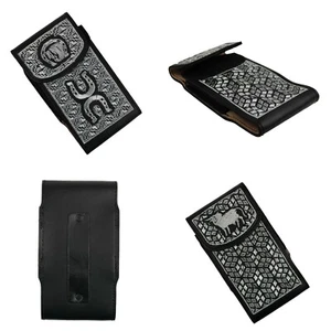 Custodia per cellulare con cintura cowboy western ricamata in pelle fondina ad anello - Foto 1 di 5