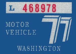 Calcomanía pegatina de vinilo Washington 1977 - matrícula de automóvil o camión regla TAB TAG-Nuevo - Imagen 1 de 3