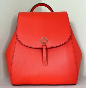 New Kate Spade Adel Medium Flap Backpack Leather Geranium with Dust bag - Picture 1 of 8
