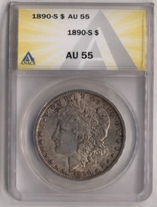 1890-S Morgan Dollar $1 AU 55 ANACS - Picture 1 of 2