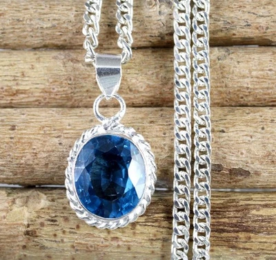 Oferta de compromiso colgante de piedras preciosas ovaladas de aguamarina natural certificada de 18,60 quilates Foto 1 de 4