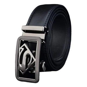 Mens Superman Leather Belts Superhero Automatic Ratchet Belt Buckle Men Q07 - Picture 1 of 123