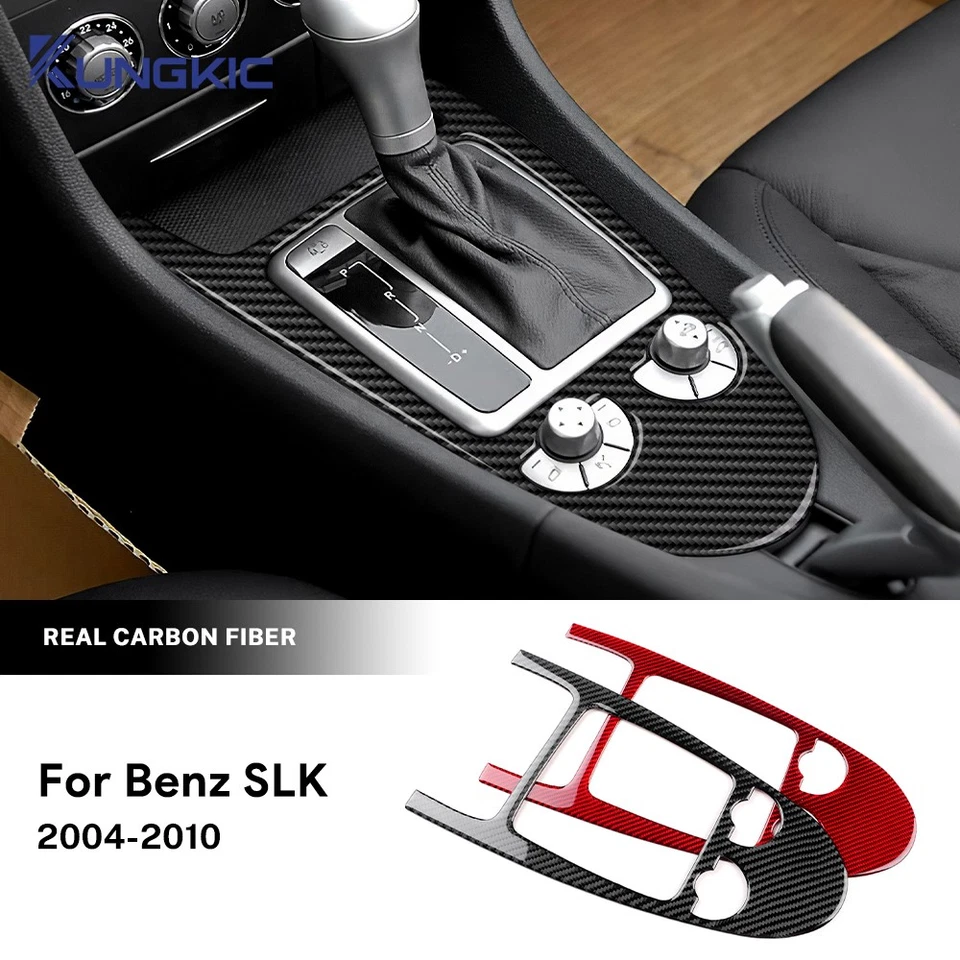 Cubierta del panel de la consola central adhesiva de fibra de carbono para Mercedes-Benz SLK 2004-2010 Foto 1 de 4
