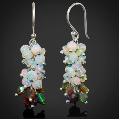 orecchini gioielli pietre preziose argento sterling 925 uva opale etiope... - Immagine 1 di 4