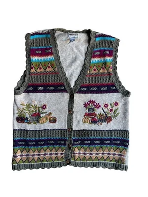 Chaleco tejido vintage para mujer Napa Valley OTOÑO bordado talla mediana pequeño Foto 1 de 4