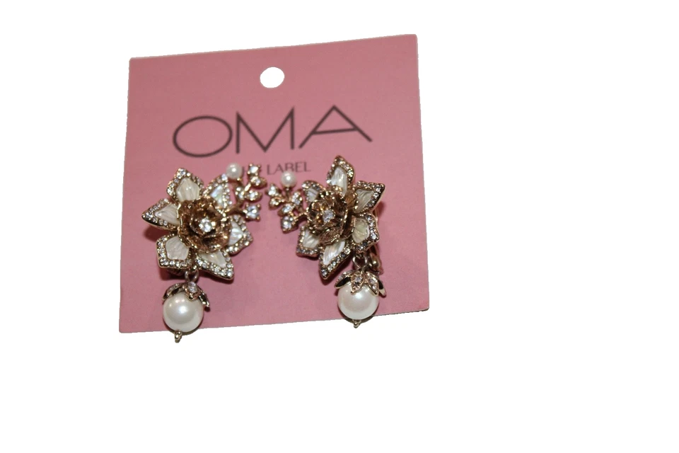 Pendientes OMA The label tono dorado madreperla flor clip en cristal damas Foto 1 de 3