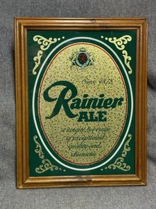 Vintage Glass Gold Foiled Rainier Beer Ale Sign 14”x18-1/2” - Picture 1 of 12