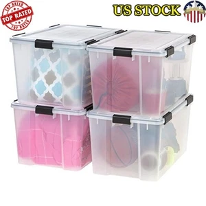 Heavy Duty Weathertight Storage Bin Latching Container Organizer 4 Pack New - Picture 1 of 6