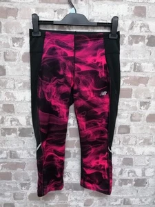 New Balance Tights Womens Small Black Mid Rise 3/4 Running Pants Gym Ladies - Picture 1 of 9