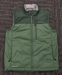 Simms Primaloft Mens Fishing Outdoors Insulated Puffer Vest Green Small S Zip - Picture 1 of 7
