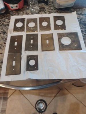 Lote De Colección De 10 Placas De Interruptor Y Salida De Latón Tal cual Foto 1 de 4