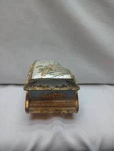 San Francisco Music Box Company Piano Trinket Box bird/Floral Ornate Gold - Picture 1 of 9