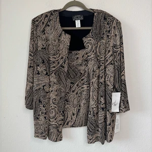 Alex Evenings Woman’s Black Stone Glitter Paisley Tank Jacket Set Size 3X NWT - Picture 1 of 8