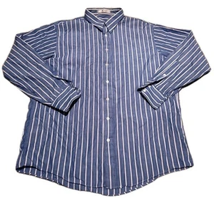 VINTAGE BURBERRY 100'S 2 PLY 100% COTTON BLUE STRIPED SHIRT 17.5 35 MADE IN USA - Picture 1 of 18