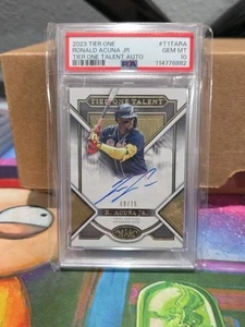 Ronald Acuna Jr. 2023 Topps Tier One on card Auto # /75 PSA 10 MVP Braves - Picture 1 of 2
