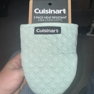 Mini guantes de horno resistentes al calor Cuisinart 2 Pk Mits texturizados verde claro. Nuevo Foto 1 de 3