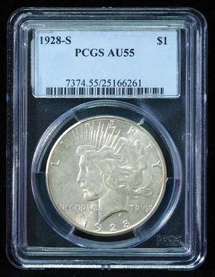 1928-S Peace Dollar PCGS AU55 - Image 1 of 3