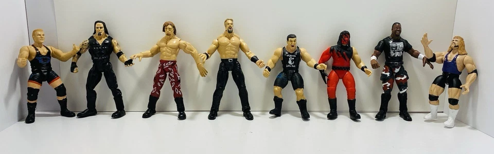 Vintage WWF/WWE Wrestling Action Figures Jakks Pacific Attitude Era Lot of 8 - Image 1 of 4