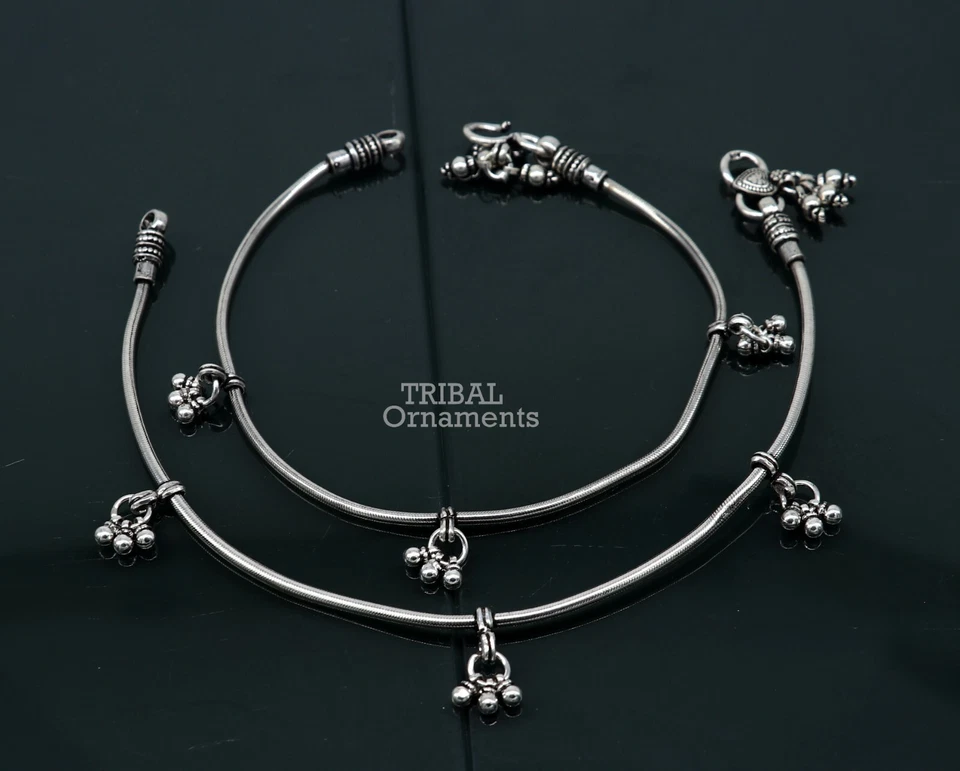 Tornozeleiras de corrente de cobra prata esterlina 925 melhores joias tribais étnicas e 466 - Imagem 1 de 4