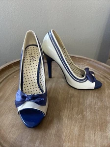 Ellie Pin Up Style heels White With Anchor Sz 8 - Picture 1 of 7