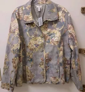 Chico's NWT Women Embroidered Floral Long Sleeve Jacket Multicolor Size 3 Large - Picture 1 of 4