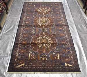 Blue Handmade Afghan Baluchi Area Rug 4x7 Vintage Persian Oriental Wool Carpet - Picture 1 of 7