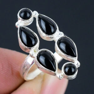 Black Onyx Gemstone Solid 925 Sterling Silver Statement Ring Jewelry HR-027 - Picture 1 of 5