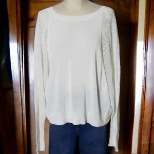 Ralph Lauren White Dolman Sweater with Open Knit Sleeves - Picture 1 of 9