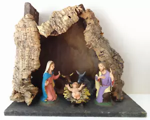 NATIVITY CHRISTMAS CRECHE MANGER SCENE WOOD STABLE RESIN FIGURES MADE IN ITALY - Picture 1 of 14