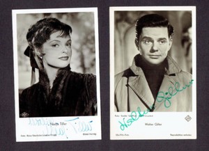 NADJA TILLER & WALTER GILLER Autograph Autograph Signed Card CARD Set of 2
