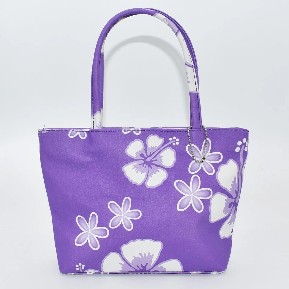 Mini bolso de mano pequeño de hibisco púrpura y blanco - NUEVO - Foto 1 de 1