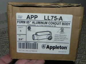 24 pieces Appleton LL75-A Aluminum Conduit Body 3/4" Form 85 Threaded, LL Type - Picture 1 of 2