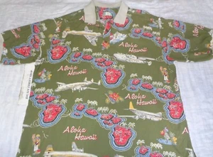 Reyn Spooner Aloha Hawaii Fun American Airways Polo Shirt Size Large - Picture 1 of 2