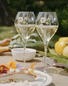 2 x LARGER SIZE 24.5 Cms Perrier Jouet Champagne COUPES Glasses La Belle Époque - Picture 1 of 6