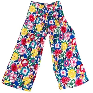 Boden Wide Leg Floral Trousers Palazzo Pants Colorful Tropical Size 10 - Picture 1 of 14