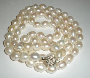 8-9MM Natural South Sea Baroque White Pearl Necklace Long 33'' - Picture 1 of 2