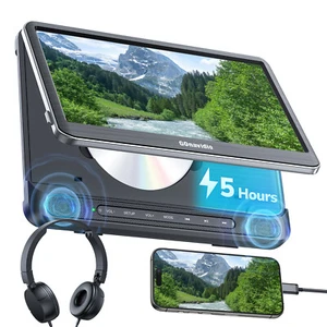 12" HD Car Headrest Monitor TV DVD Media Player USB SD 1080P Battery W/ Headsets - Picture 1 of 14