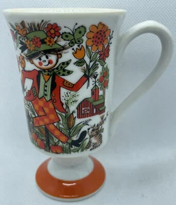 Royal Crown Arnart Kathy K Footed Coffee Cup Straw Man #3053 Orange Scarecrow - Picture 1 of 11