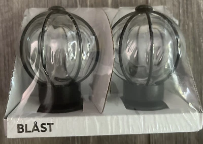 IKEA Globo de Vidrio Explosionado, Cortina Negra Redonda Barra Acabados Extremos Tapas 20569 Juego NUEVO Foto 1 de 4