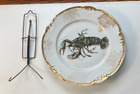 Limoges France Martin China Lobster Fish Porcelain Plate w Holder 9 3/4" As Is
